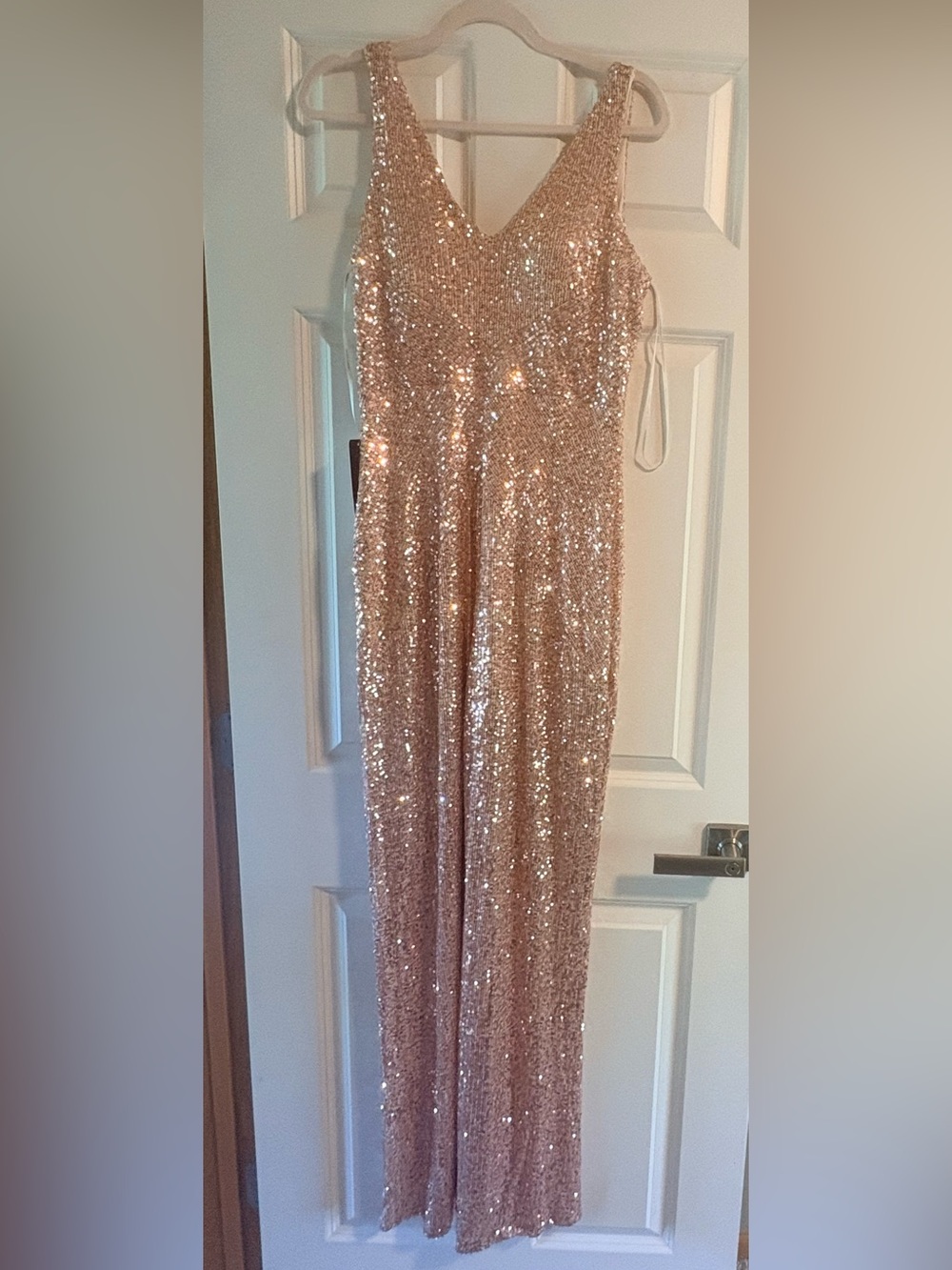 Rose Gold Sequin Evening Jumpsuit